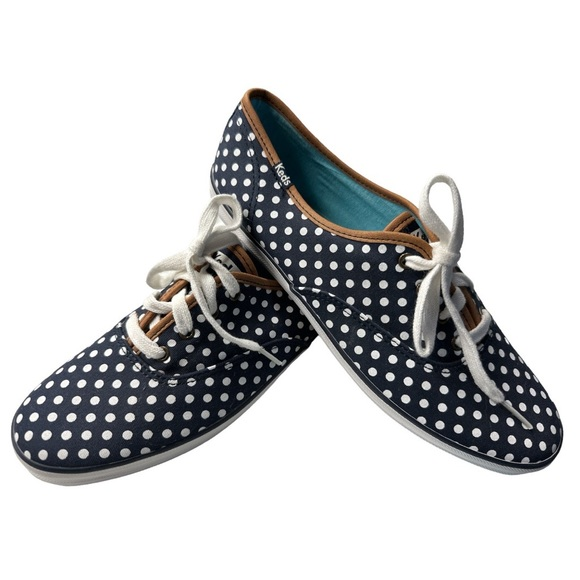Keds Shoes - KEDS Women's Navy‎ Blue White Polka Dot Canvas Sneakers Shoes Sz 9